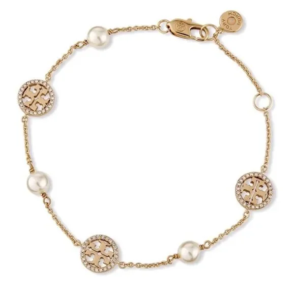 Tory Burch Miller Pearl Logo Bracelet - Picture 2 of 4